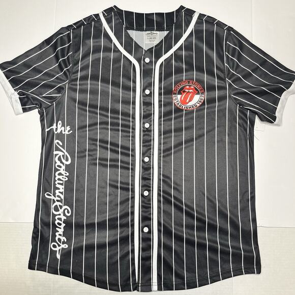 Rolling Stones Men’s Tongue Graphic Black Polyester Baseball Jersey Size Large - Picture 2 of 8